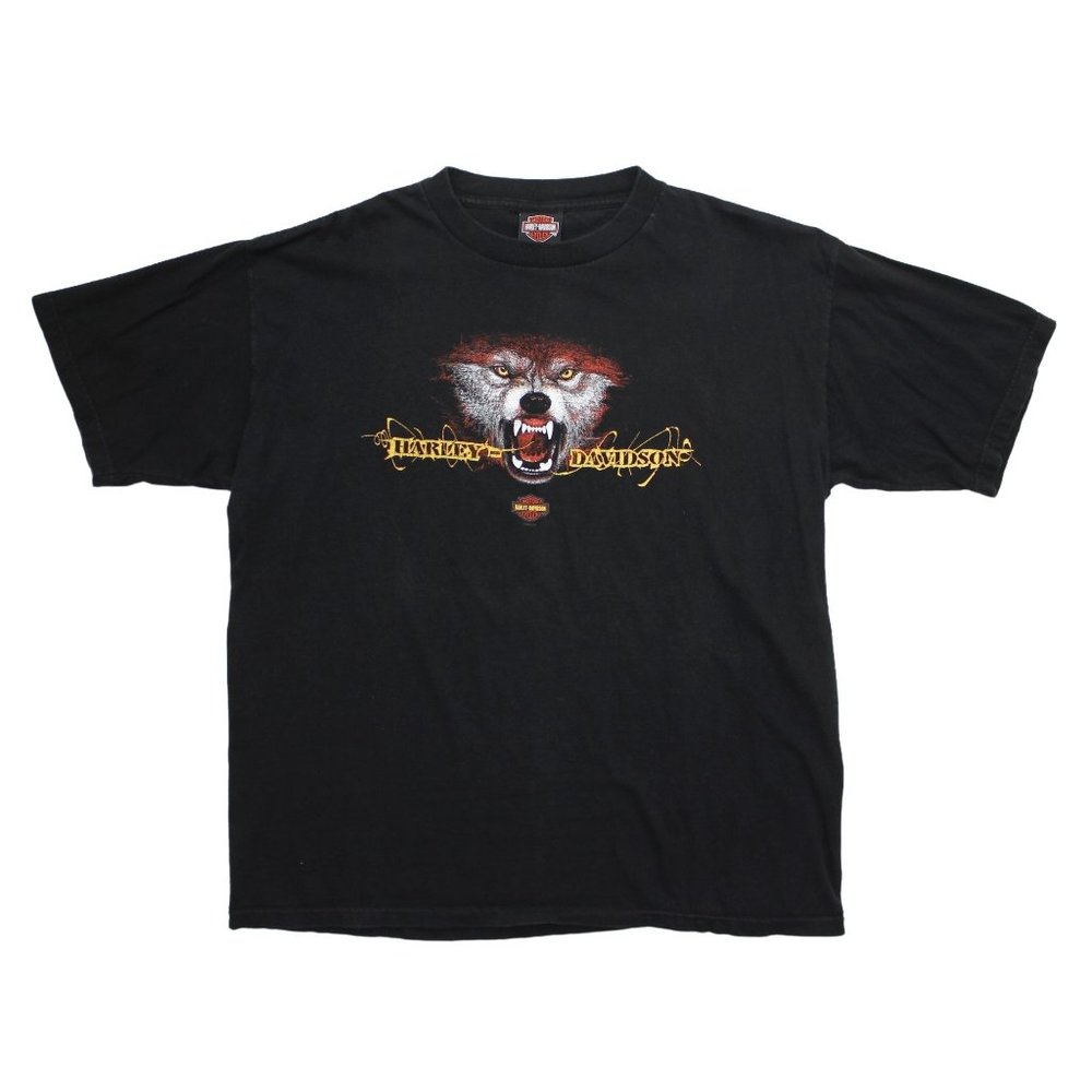 Harley Davidson Vintage 2003 Wolf Graphic Print Short Sleeve T Shirt Top sz L